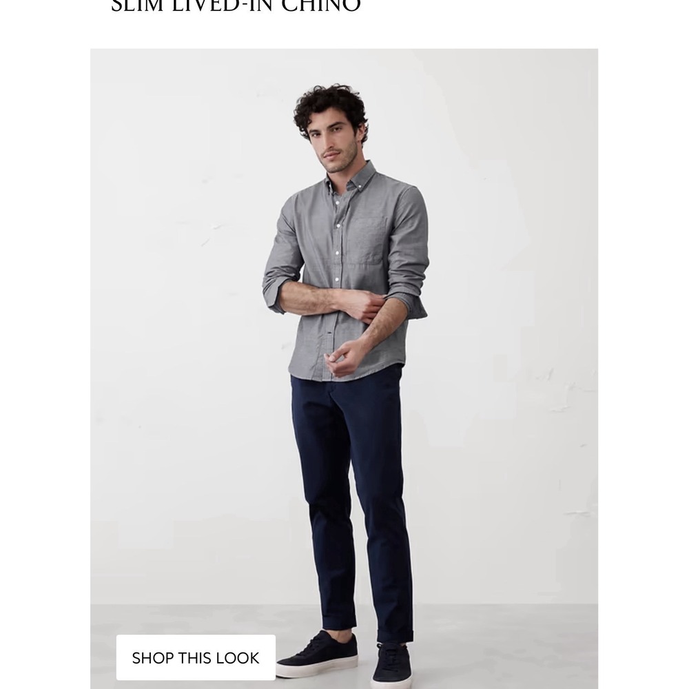 Banana Republic Slim Lived-In Chino Pant Dark Preppy Navy 38 X 36 Blue